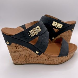 Tommy Hilfiger Navy Wedge Sandals